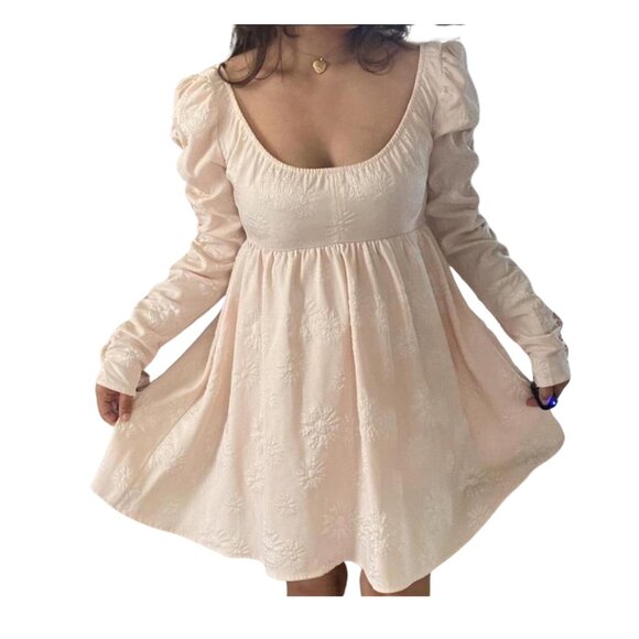 Long sleeve pink Babydoll Dress - Picture 2 of 6